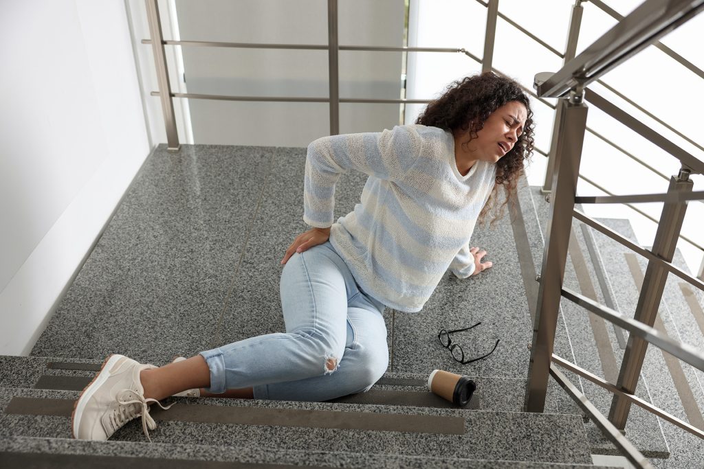 slip trip and fall down stairs